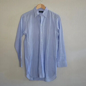 POLO RALPH LAUREN Cotton Half Button Down Top with Stripes Light blue White Sz 6